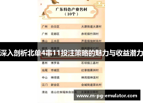 深入剖析北单4串11投注策略的魅力与收益潜力